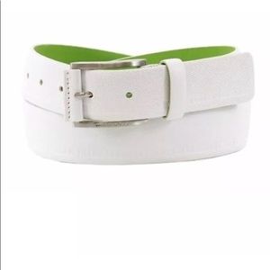 Hugo Boss Men's Tymo White  Genuine Leather belt